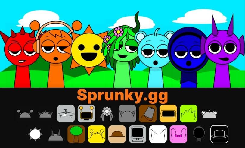 Sprunky gameplay screenshot showing animated characters making music